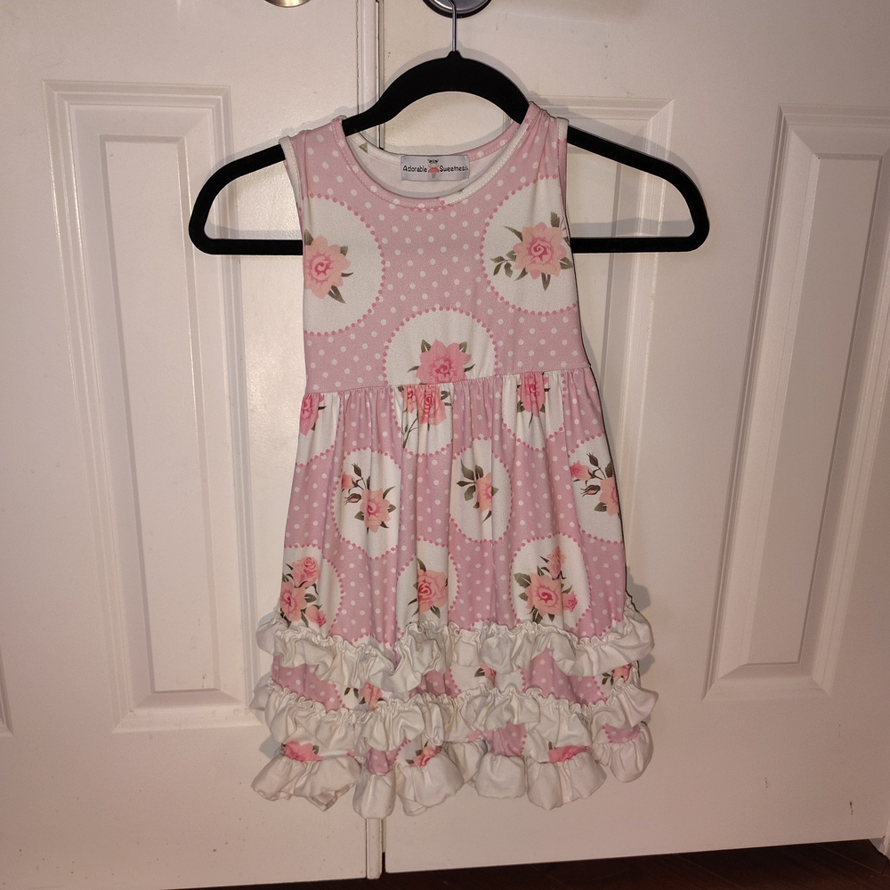 Adorable Sweetness Pink Floral Ruffle Kids Dress 3t Euc Boutique